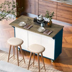 Îlot de cuisine rétro de 129,5 cm de large avec plateau abattant, 4 roulettes, étagère de rangement interne et porte-serviettes