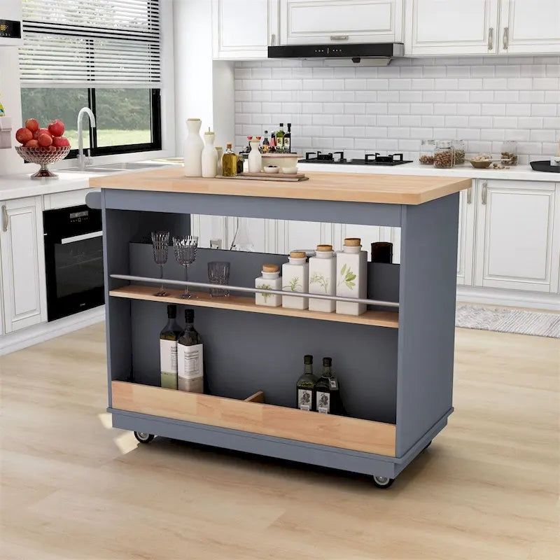 Îlot de cuisine roulant avec rangement, chariot de cuisine double face