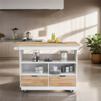 Îlot de cuisine roulant avec rangement, chariot de cuisine double face