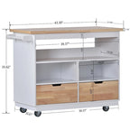 Îlot de cuisine roulant avec rangement, chariot de cuisine double face