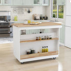 Îlot de cuisine roulant avec rangement, chariot de cuisine double face