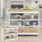 Îlot de cuisine roulant avec rangement, chariot de cuisine double face