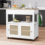 Dessin de cuisine roulant en rotin avec armoire de rangement - 32.2L x 19.5W x 35H