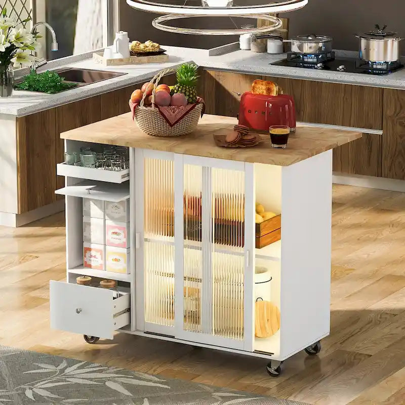Îlot de cuisine avec abattant, lumière LED