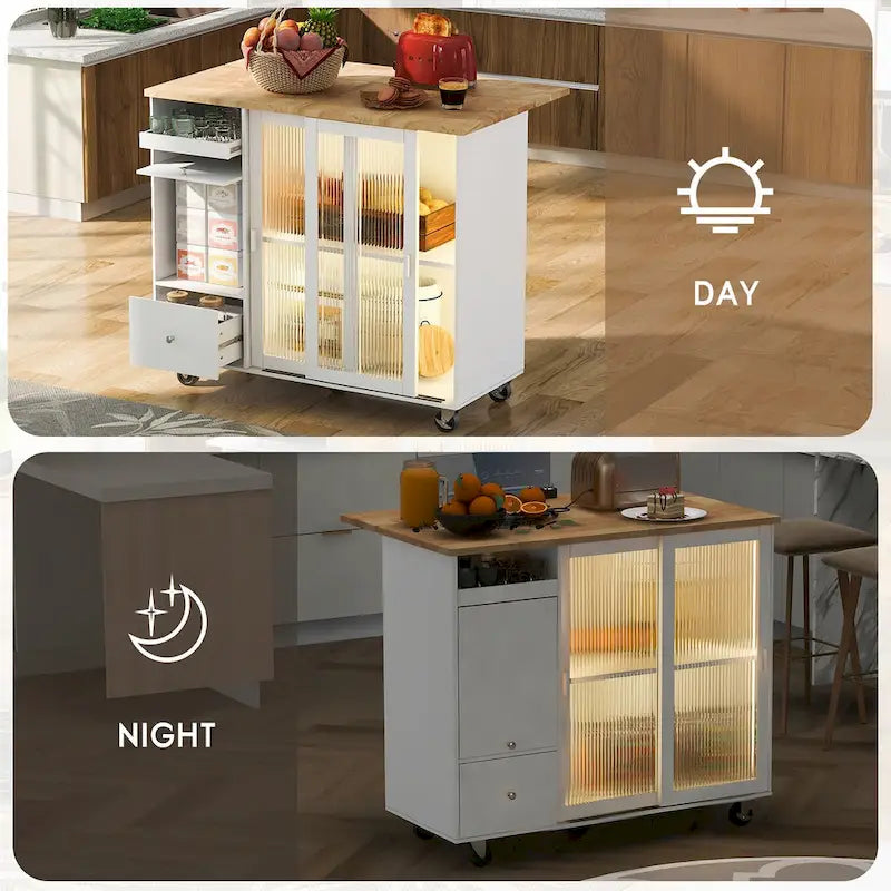 Îlot de cuisine avec abattant, lumière LED