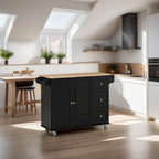 Îlot de cuisine mobile en bois avec tiroirs et porte-serviettes - S/O
