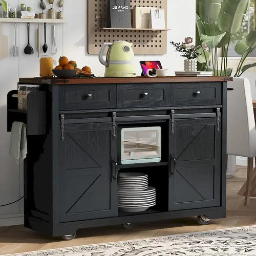 53.7 Farmhouse Kitchen Island with Power Outlet