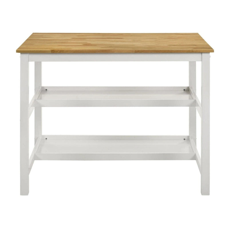 Îlot de cuisine et armoire de rangement avec 8 étagères – Blanc et gris clair