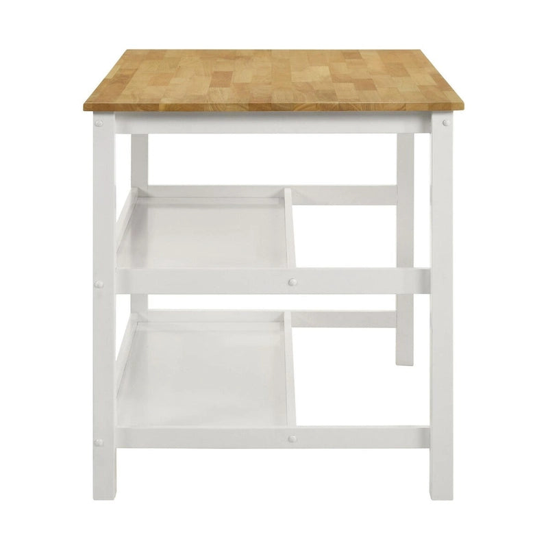 Îlot de cuisine et armoire de rangement avec 8 étagères – Blanc et gris clair