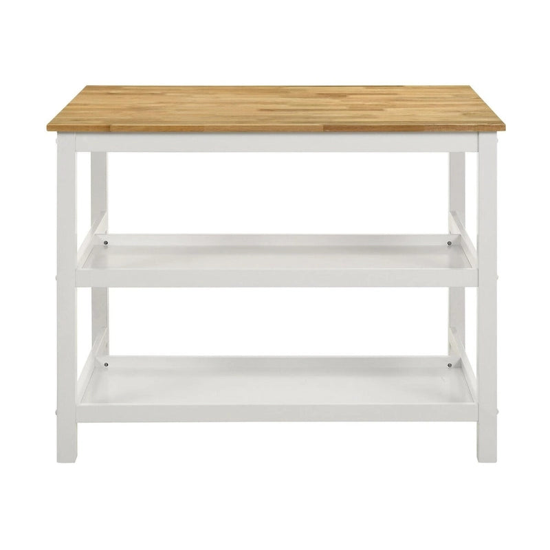 Îlot de cuisine et armoire de rangement avec 8 étagères – Blanc et gris clair