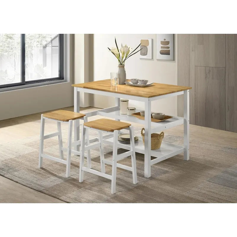Îlot de cuisine et armoire de rangement avec 8 étagères – Blanc et gris clair