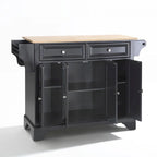 Grand îlot de cuisine avec plateau en bois naturel et finition noire – 51,5 po L