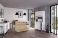 Dorchester 6-Shelf 6-Door 2-piece Kitchen Set, Kitchen Island and Pantry Cabinet White and Light Oak