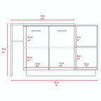 Îlot de cuisine et armoire de rangement à 6 étagères - Blanc et Chêne clair