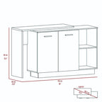 Îlot de cuisine et armoire de rangement à 6 étagères - Blanc et Chêne clair