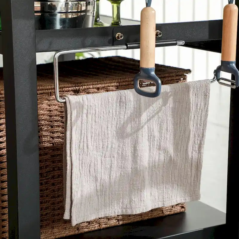 Chariot de desserte extérieur à trois niveaux avec plateau en acier inoxydable