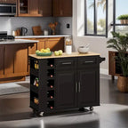 Dessert mobile de cuisine multifonctionnel avec meuble à 2 portes et porte-bouteilles - S/O