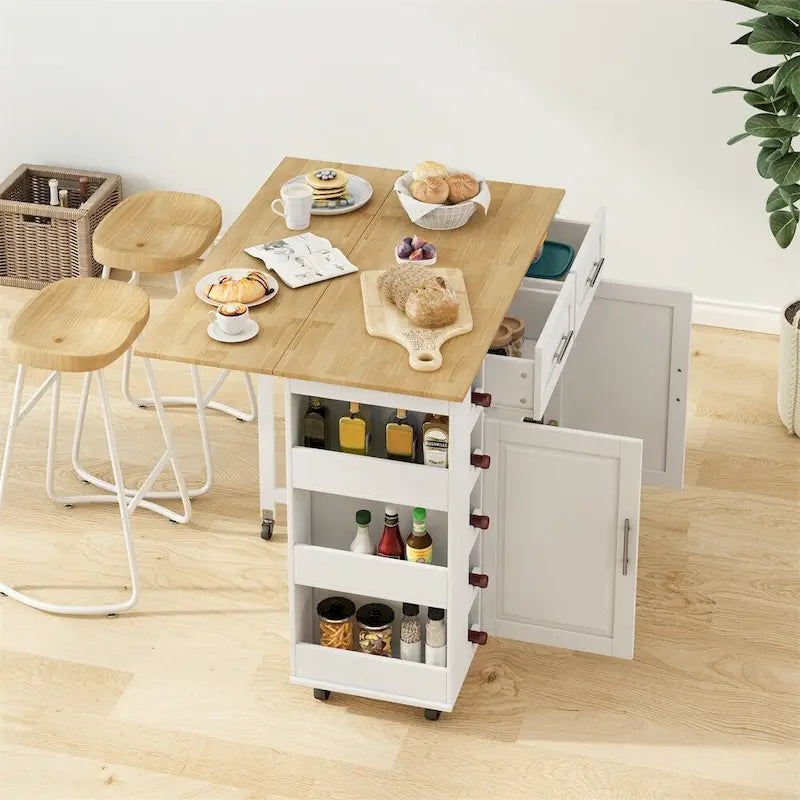 Dessert mobile de cuisine multifonctionnel avec meuble à 2 portes et porte-bouteilles - S/O
