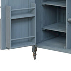 Îlot de cuisine élégant en bois vintage avec plateau en acier inoxydable, utilisation intérieure/extérieure