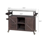 Îlot de cuisine élégant en bois vintage avec plateau en acier inoxydable, utilisation intérieure/extérieure